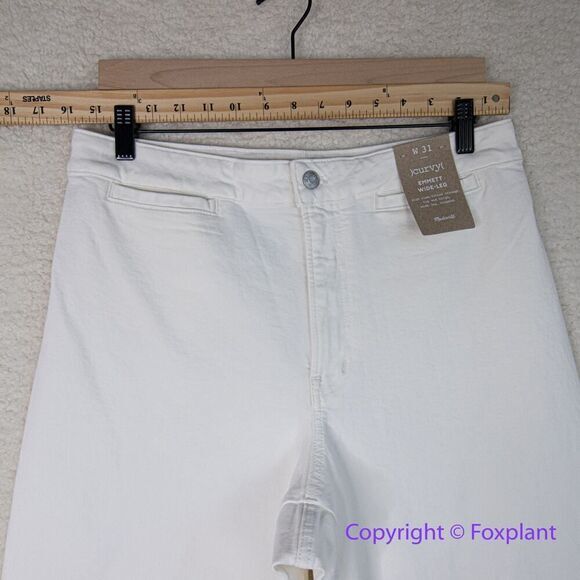 New! Madewell The Curvy‎ Emmett Wide-Leg Jean in Tile White , size 31 - Picture 5 of 15